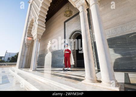 Sunrise at the Mausoleum of Mohammed V. It's a royal tomb located in ...