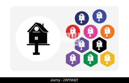 Bird house wooden nest icon Stock Vector
