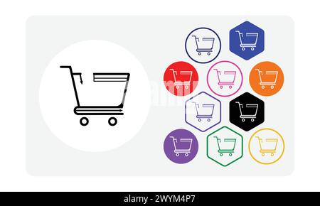 Supermarket shopping cart trolley icon Stock Vector