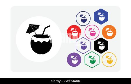 Young coconut fruit drink icon Stock Vector