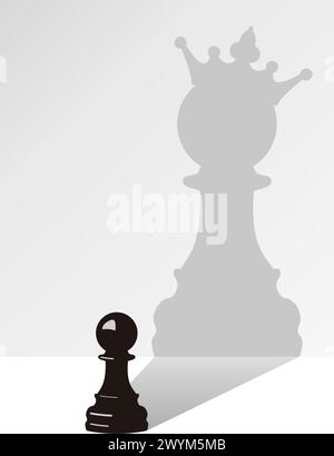 vector chess pawn with the shadow of the same pawn, but with a crown Stock Vector