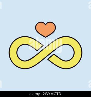 Infinity sign and heart symbol of eternal love isolated icon. Vector illustration, romance elements. Sticker, patch, badge, card for marriage, valenti Stock Vector