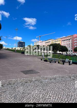 Lisbon, Portugal, summertime, steets, colourful buildings, Foundation building, Cascais,Pena palace, MAAT museum Stock Photo