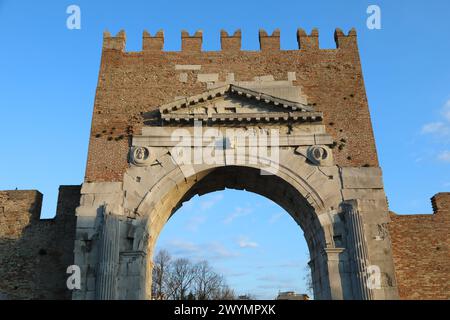 Arch of Augustus at Rimini on the coast of Italy Stock Photo