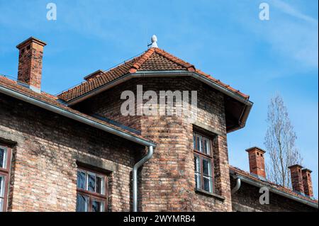 Auschwitz, Poland, March 21, 2024 - Guard post at the concentration camp Stock Photo