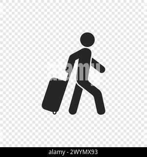 Man with luggage icon. Man carrying suitcase icon vector Stock Vector
