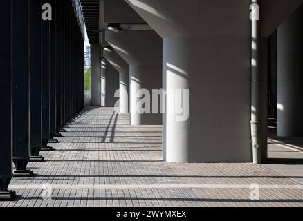 Krakow, Lesser Poland, March 19, 2024 - Collonade of the Krakow ZabÅocie railway station Stock Photo