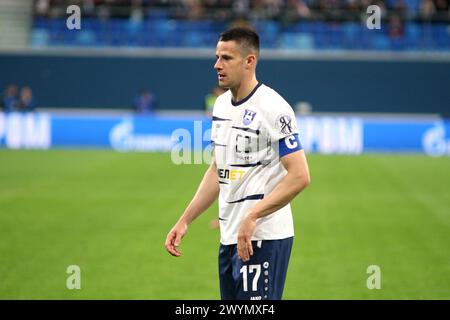 Saint Petersburg, Russia. 07th Apr, 2024. Kristijan Bistrovic (17) of Baltika seen in action during the Russian Premier League football match between Zenit Saint Petersburg and Baltika Kaliningrad Region at Gazprom Arena. Final score; Zenit 1:0 Baltika. Credit: SOPA Images Limited/Alamy Live News Stock Photo