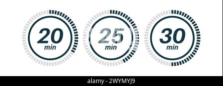 Clock symbols, stopwatch signs, Timer icons. Stock Vector