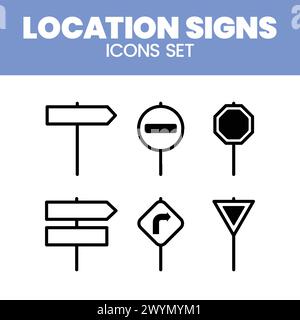 Street Signs Icon Sets Vector Illustration GPS Map Street Signs Icon sets Vector Street Signs Icons Vector Stock Vector