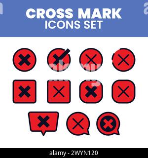 Red Cross Mark Icons Set Illustration Wrong Cross Mark Vector Sets Cross Stock Vector