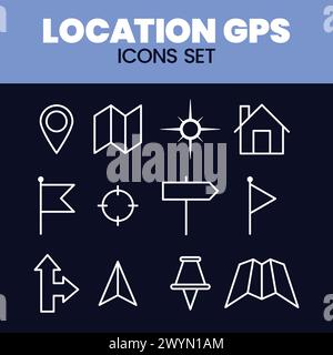 Location Navigation Icon Sets Vector Illustration GPS Map Icon sets Vector Mark location pin GPS map Icons Vector Stock Vector