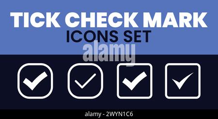 Check Mark Icons Set Vector Tick Mark Illustration Correction Mark Approve Line TIck Check Mark Icons Set Stock Vector