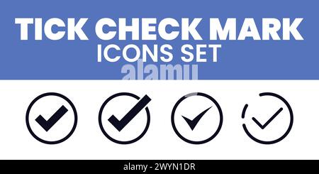 Check Mark Icons Set Vector Tick Mark Illustration Correction Mark 