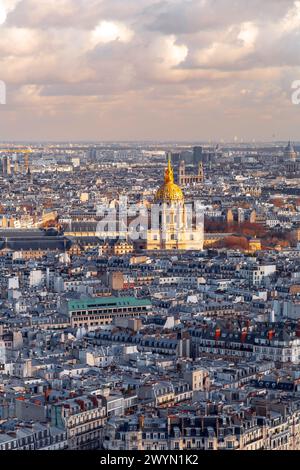 Paris, France - JAN 20, 2022: Les Invalides, formally the Hotel National des Invalides, literally, House of the disabled, is a complex of buildings in Stock Photo