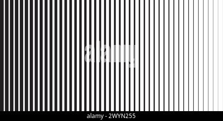 Background with black straight parallel lines of different thicknesses. Simple graphic print. Vertical blinds texture. Vector illustration Stock Vector