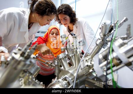 Scanning tunneling microscope (STM) in ultra-high vacuum (UHV), Nanophysics laboratory, Materials Physics Center is a joint center of the Spanish Scientific Research Council CSIC and the University of the Basque Country UPV/EHU. Its research activity is mainly focused into basic aspects of materials science. Scientific activity in the laboratories and experimental facilities of the CFM deals with the morphology and electronic properties of nano-structured materials, polymers and soft matter, and photonic materials. In addition, an important part of the scientific research in the CFM is devoted Stock Photo
