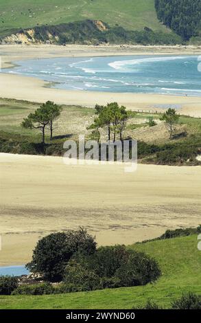 Inlet and Playa de la Rabia. Parque Natural de Oyambre. Trasvias. Comillas. Cantabria. Spain. Stock Photo