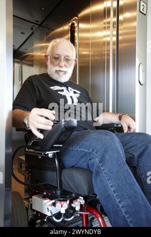 Intelligent power wheelchair developed by Health and Quality of life Unit, FIK technology research program for aged and disabled people. Fatronik-Tecnalia, Research and Technology Center, Donostia, Basque Country, Spain. Stock Photo