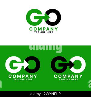 Letter GO logo vector template design with arrow sign symbol alphabet G and O logo Stock Vector