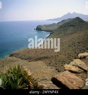 View from La Amatista viewpoint, Cabo de Gata-Níjar Natural Park. Almería province, Andalusia. Spain. Stock Photo