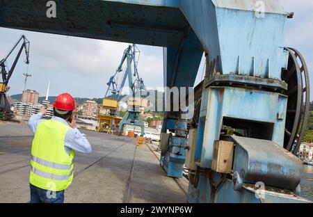 Cranes, Pasajes Port, Gipuzkoa, Basque Country, Spain. Stock Photo