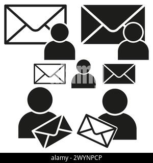 Email communication icons. Message send and receive. User correspondence symbols. Vector illustration. EPS 10. Stock Vector
