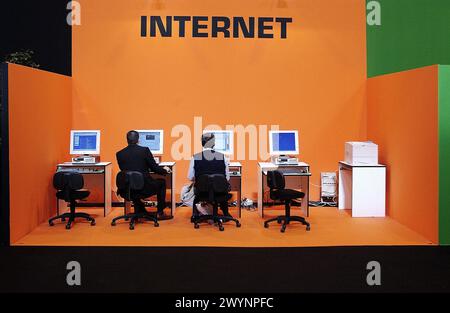 Businessmen on Internet. MATELEC (Salon Internacional de Material Eléctrico y Electrónico). IFEMA. Madrid. Spain. Stock Photo