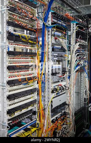Communication network cabinets, CPD, Data Processing Center. Stock Photo