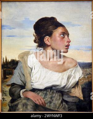 'Young Orphan Girl in the Cemetery', 1824, Eugène Delacroix, 1798-1863, Musée du Louvre, Paris, France, Europe. Stock Photo