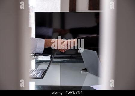 Arab shaking hands friendly and lovely Stock Photo