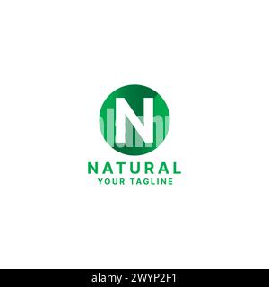 Alphabet letter O N logo in green gradient circle shape or symbol for business brand identity Stock Vector