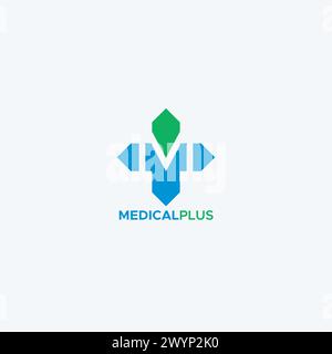 Medical health care logo design in plus cross sign symbol for hospital laboratory health center and medicine business Stock Vector