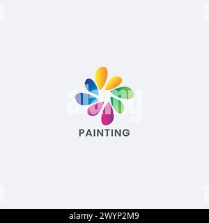 Colorful paint painting service logo vector icon design in different gradient color leafs shape for business brand company identity Stock Vector