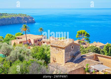 Lluc Alcari village, high angle view, Mallorca  Balearic Islands, Spain Stock Photo