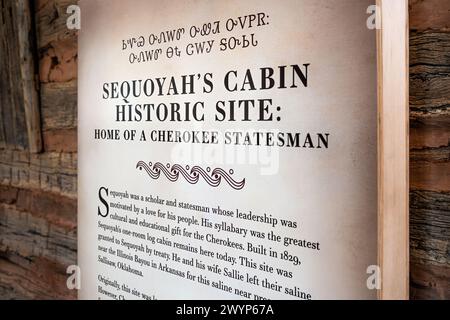 Informational display at Sequoyah's Cabin Museum in Sallisaw, Oklahoma. (USA) Stock Photo