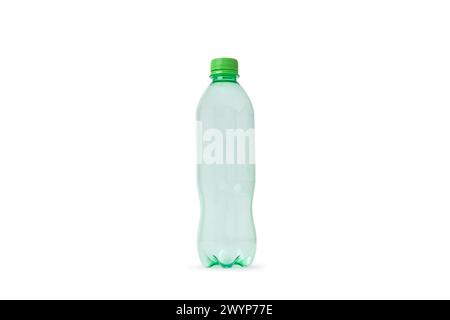 Vietnam, March 29 2024: Empty plastic water bottles isolated on white background Stock Photo