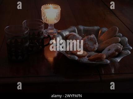 Table set for dinner Stock Photo