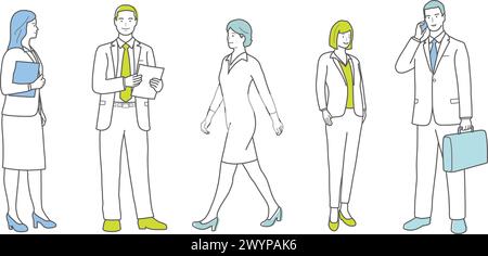 Business People Vector Illustration Set In Flat Design Style Isolated On A White Background. Stock Vector