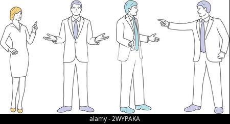 Business People Vector Illustration Set In Flat Design Style Isolated On A White Background. Stock Vector