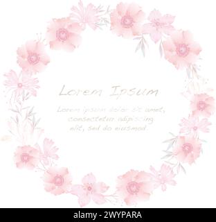 Vector Watercolor Round Floral Frame Isolated On A White Background. Stock Vector