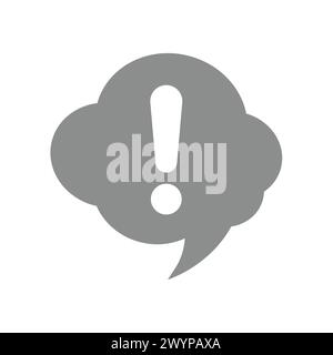 Speech bubble and exclamation mark vector icon. Thought balloon or cloud symbol. Stock Vector