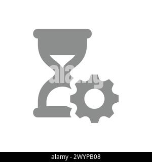 Time management and optimization vector icon. Hourglass and gear symbol. Stock Vector