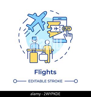 Flights multi color concept icon Stock Vector