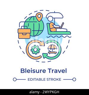 Bleisure travel multi color concept icon Stock Vector
