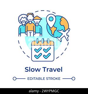 Slow travel multi color concept icon Stock Vector