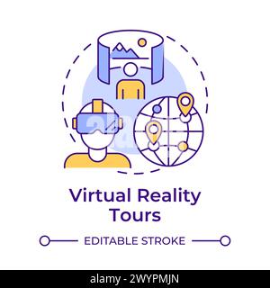 Virtual reality tours multi color concept icon Stock Vector