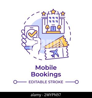 Mobile bookings multi color concept icon Stock Vector