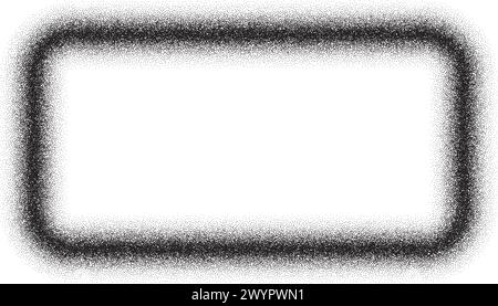 Noise rectangle frame. Gradient grain pattern border. Dot texture template for banner. Vector isolated shape on white background. Stock Vector