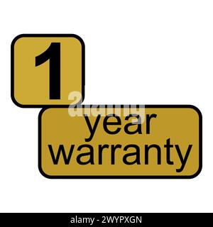 1 Year Warranty Badge Black White Round Guarantee Seal Vector Stamp ...